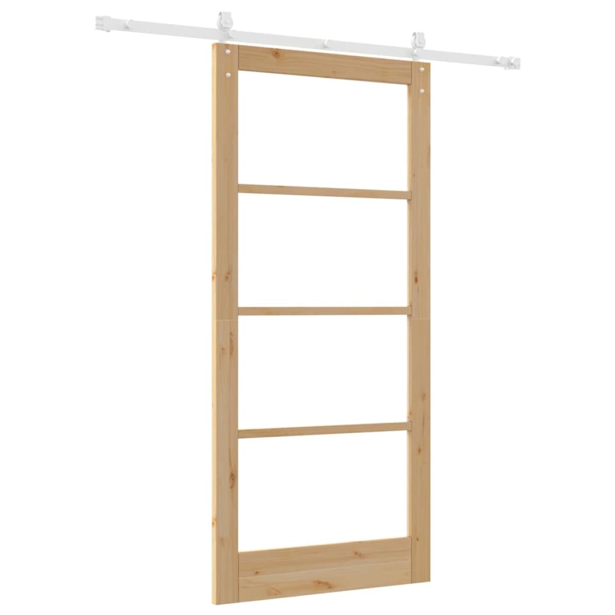 vidaXL Συρόμενη Πόρτα Φυσικό 93 x 202 cm Μασίφ ξύλο πεύκου και γυαλί