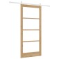 vidaXL Συρόμενη Πόρτα Φυσικό 93 x 202 cm Μασίφ ξύλο πεύκου και γυαλί