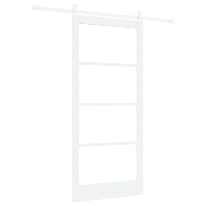 vidaXL Συρόμενη Πόρτα Λευκό 93 x 202 cm Μασίφ ξύλο πεύκου και γυαλί