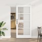 vidaXL Συρόμενη Πόρτα Λευκό 93 x 202 cm Μασίφ ξύλο πεύκου και γυαλί
