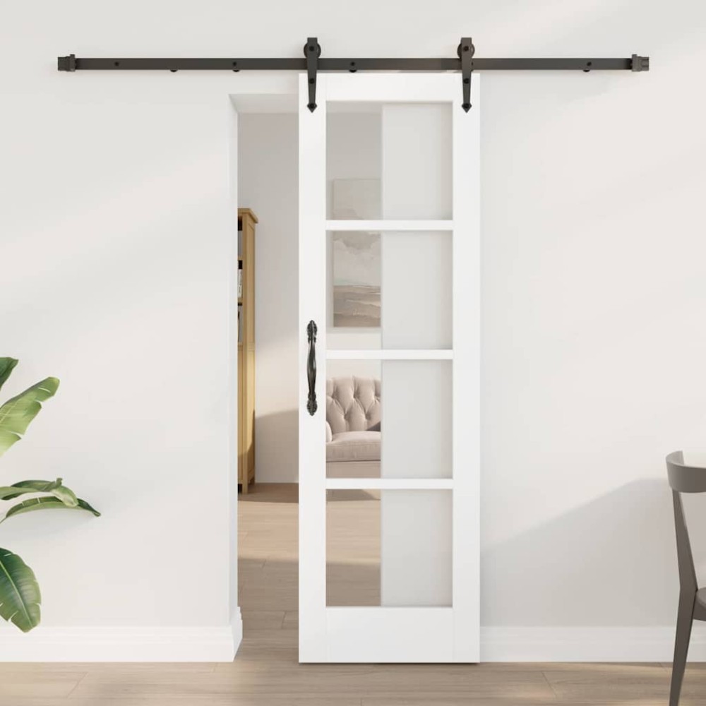 vidaXL Συρόμενη Πόρτα Λευκό και Μαύρο 61 x 198,5 εκ.