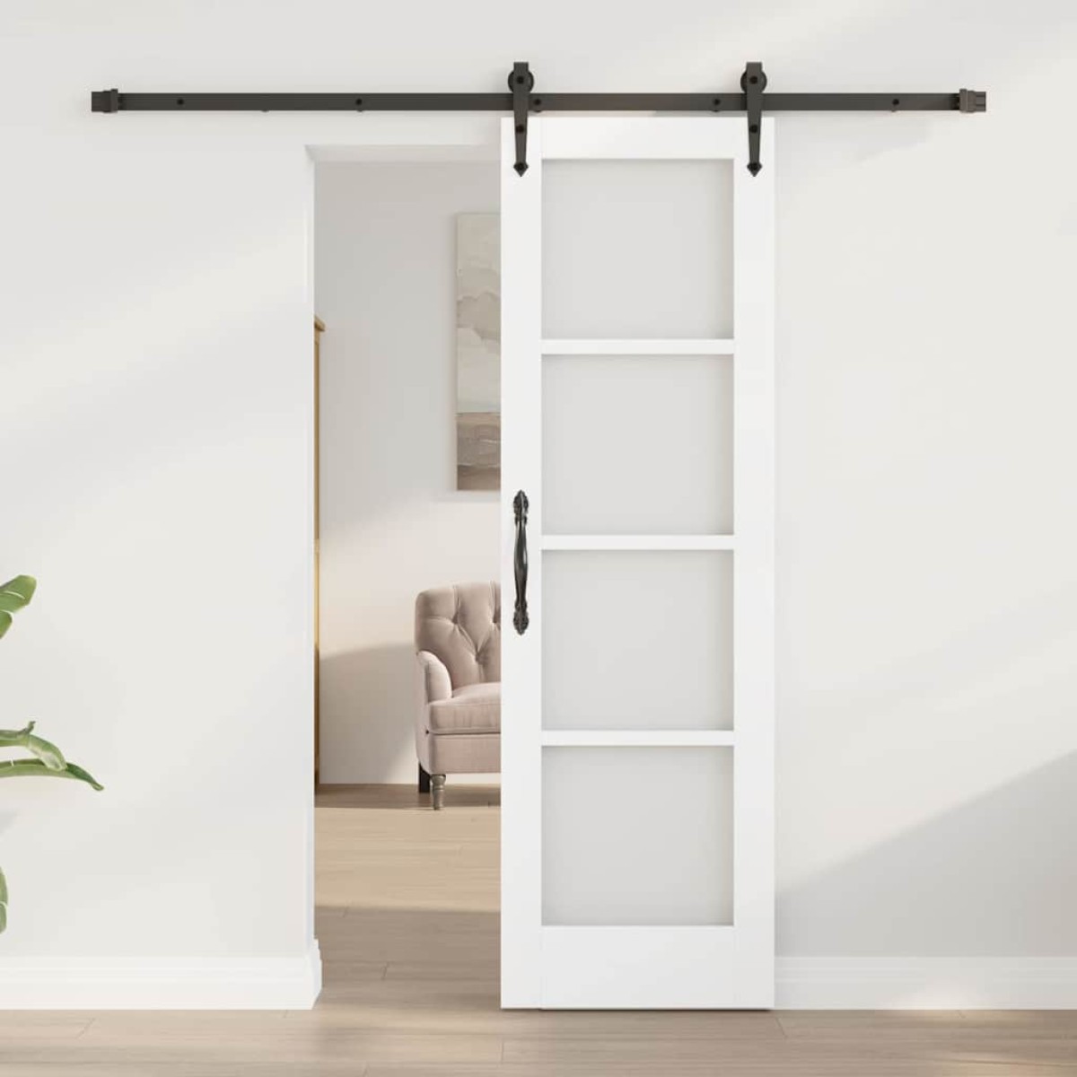vidaXL Συρόμενη Πόρτα Λευκό και Μαύρο 61 x 198,5 εκ.