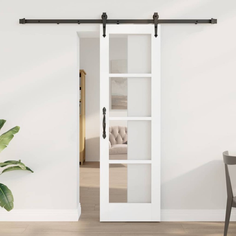 vidaXL Συρόμενη Πόρτα Λευκό και Μαύρο 61 x 198,5 εκ.