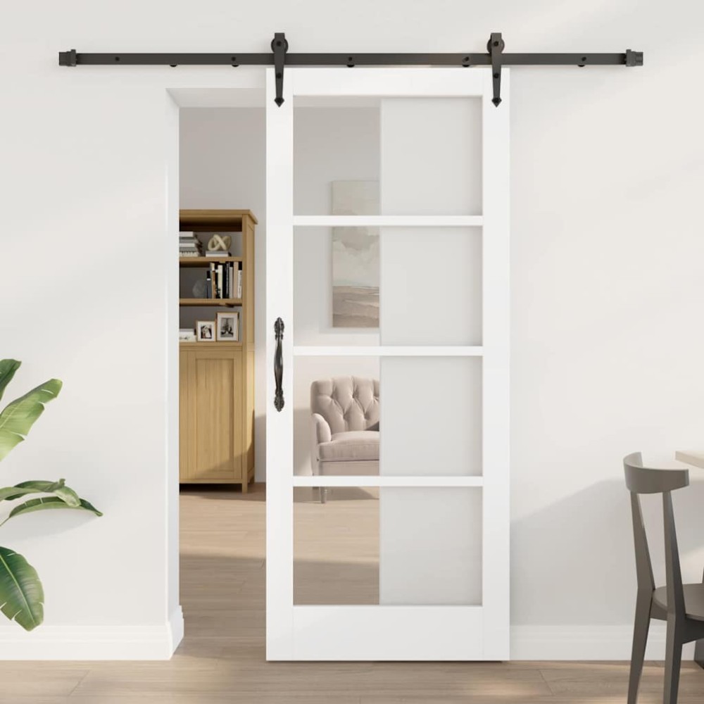 vidaXL Συρόμενη Πόρτα Λευκό και Μαύρο 83 x 202 εκ.