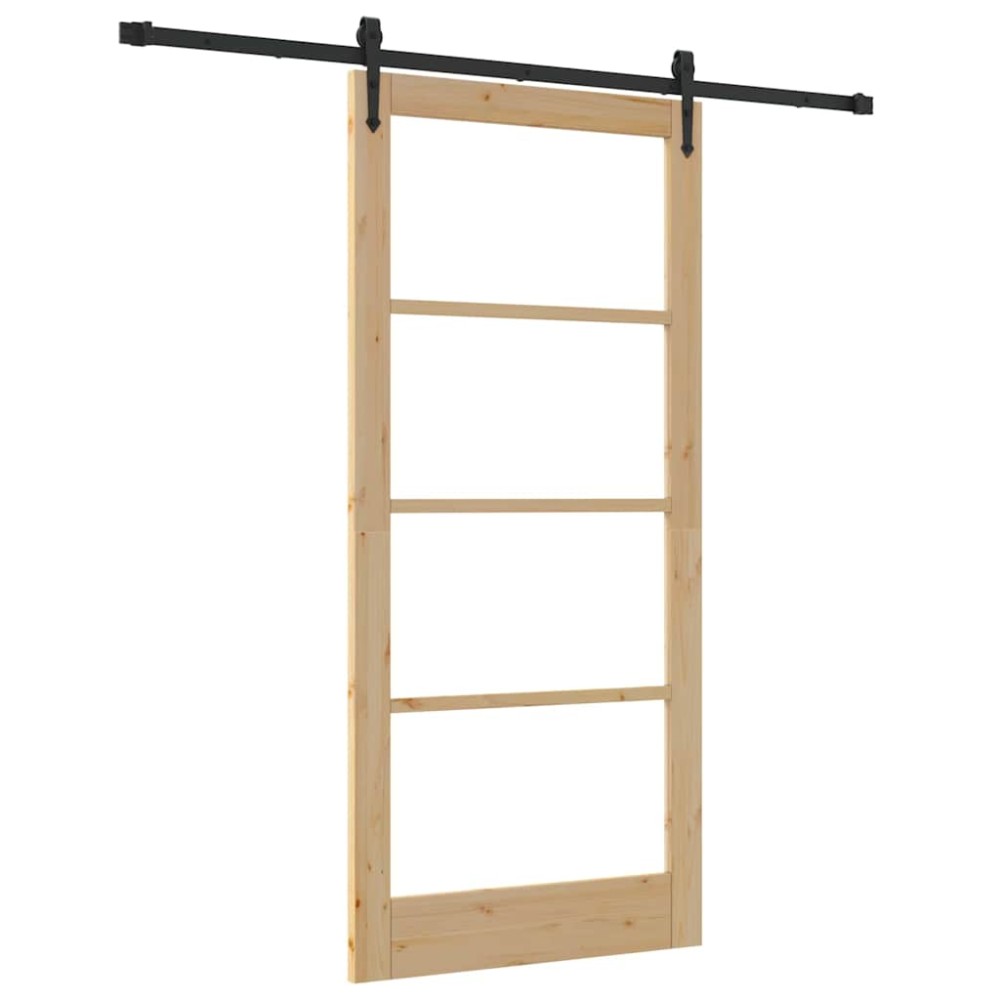vidaXL Συρόμενη Πόρτα Φυσικό και Μαύρο 93 x 202 cm