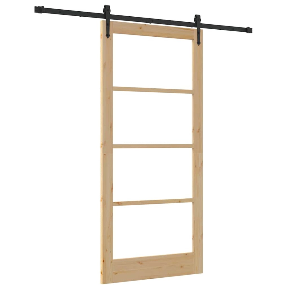 vidaXL Συρόμενη Πόρτα Φυσικό και Μαύρο 93 x 202 cm