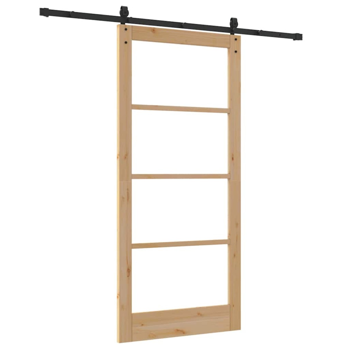 vidaXL Συρόμενη Πόρτα Φυσικό και Μαύρο 93 x 202 cm