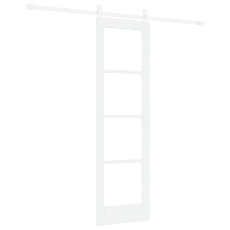 vidaXL Συρόμενη Πόρτα Λευκό 61 x 198,5 εκ. Μασίφ ξύλο πεύκου και γυαλί