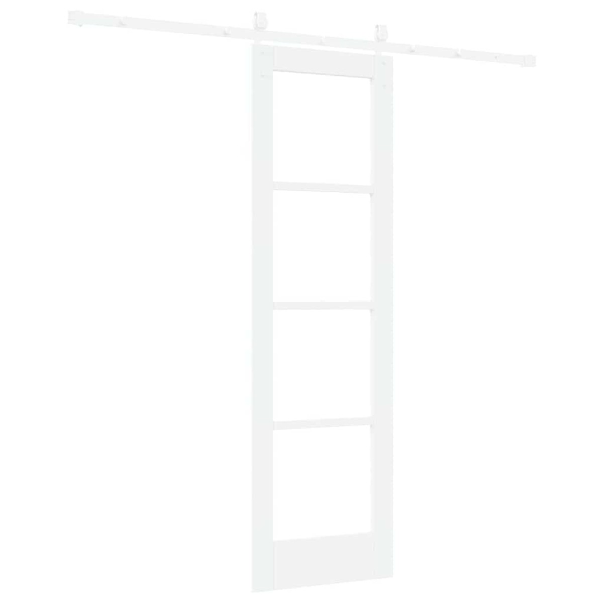 vidaXL Συρόμενη Πόρτα Λευκό 61 x 198,5 εκ. Μασίφ ξύλο πεύκου και γυαλί