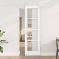 vidaXL Συρόμενη Πόρτα Λευκό 61 x 198,5 εκ. Μασίφ ξύλο πεύκου και γυαλί