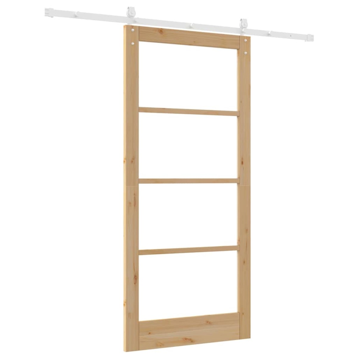 vidaXL Συρόμενη Πόρτα Φυσικό 93 x 202 cm Μασίφ ξύλο πεύκου και γυαλί