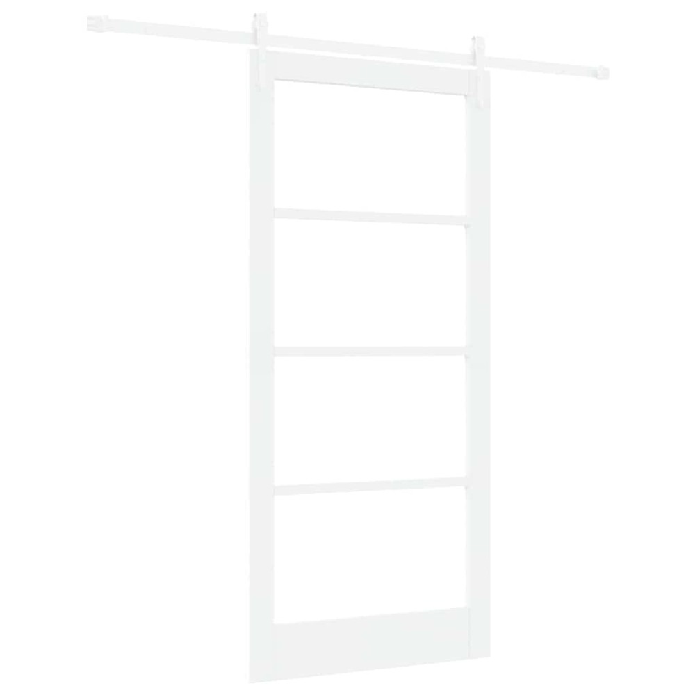 vidaXL Συρόμενη Πόρτα Λευκό 93 x 202 cm Μασίφ ξύλο πεύκου και γυαλί