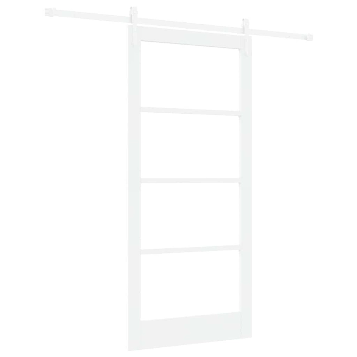 vidaXL Συρόμενη Πόρτα Λευκό 93 x 202 cm Μασίφ ξύλο πεύκου και γυαλί