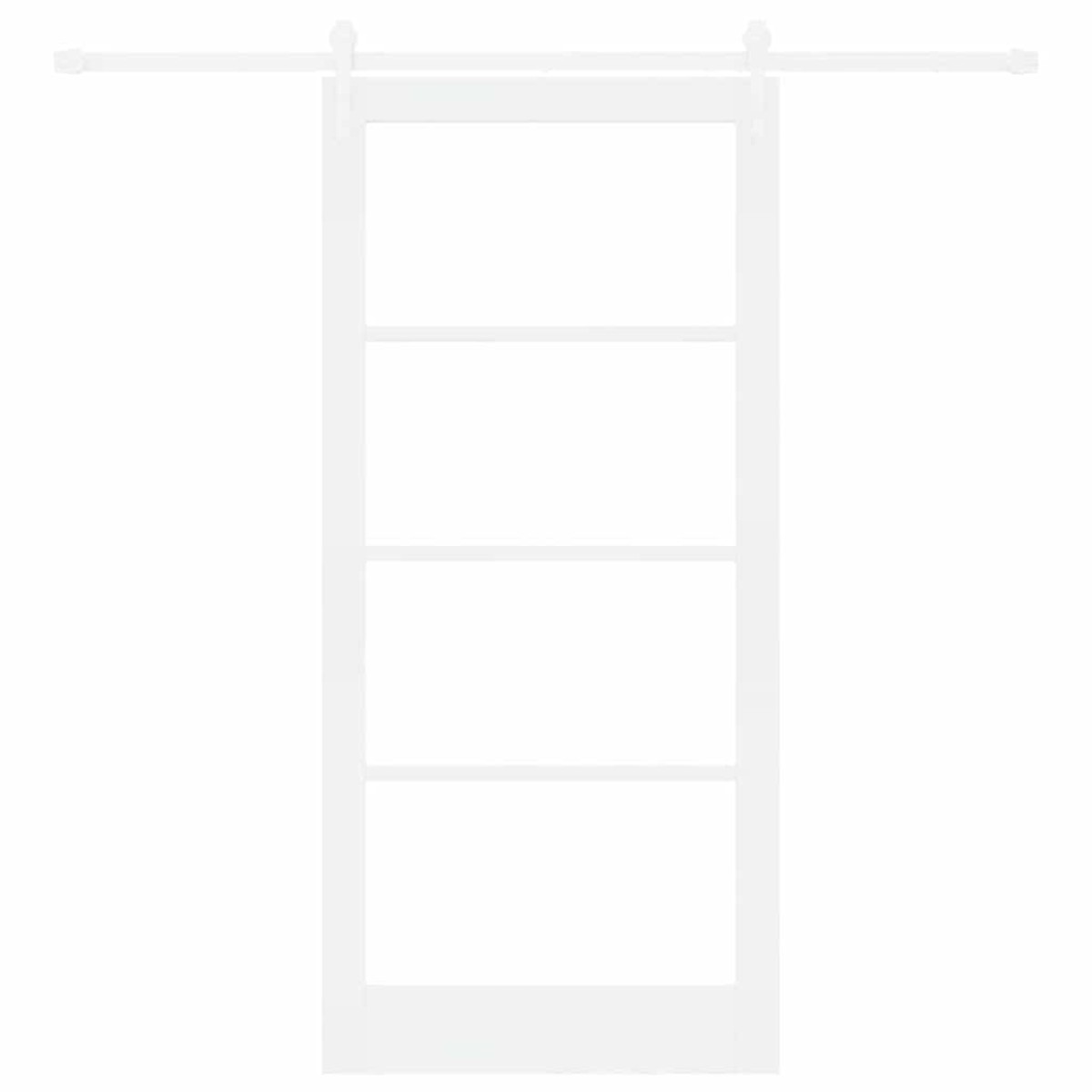 vidaXL Συρόμενη Πόρτα Λευκό 93 x 202 cm Μασίφ ξύλο πεύκου και γυαλί