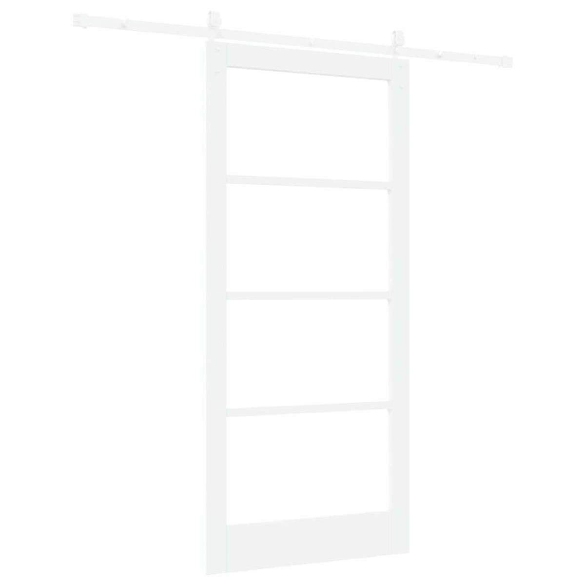 vidaXL Συρόμενη Πόρτα Λευκό 93 x 202 cm Μασίφ ξύλο πεύκου και γυαλί