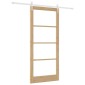 vidaXL Συρόμενη Πόρτα Φυσικό 93 x 211 εκ. Μασίφ ξύλο πεύκου και γυαλί