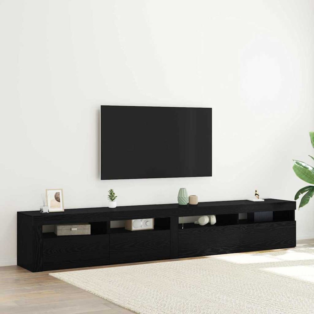 vidaXL Ντουλάπι TV 2 τμχ. Μαύρη Οξυά Επεξεργασμένο Ξύλο