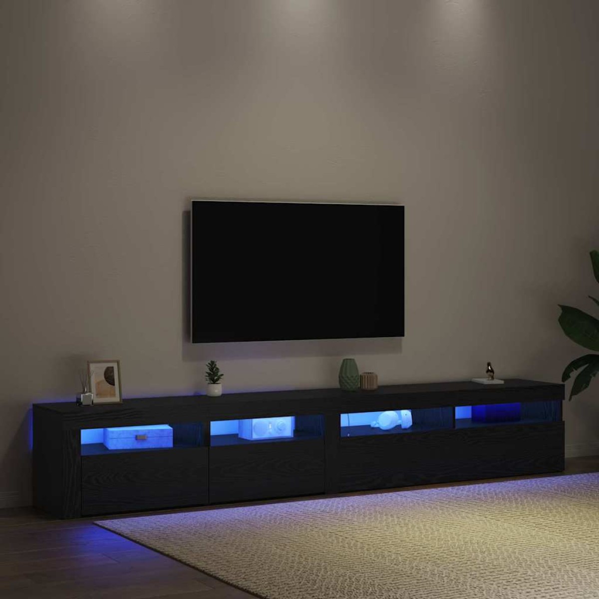 vidaXL Ντουλάπι TV 2 τμχ. Μαύρη Οξυά Επεξεργασμένο Ξύλο