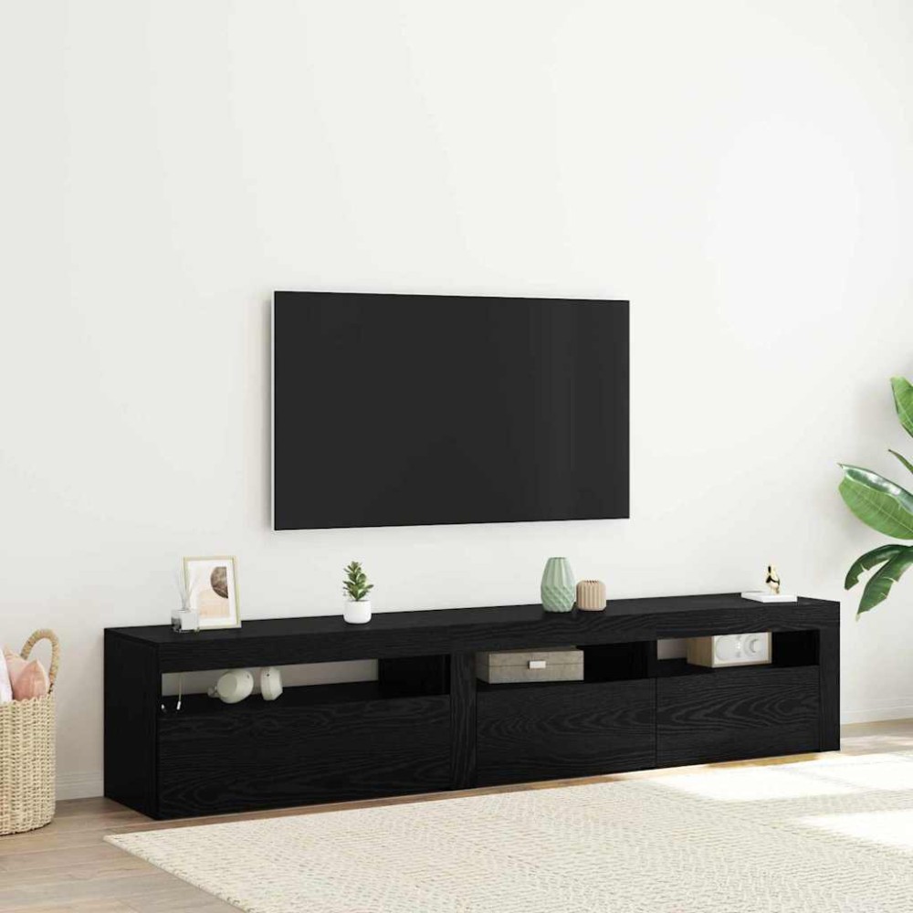 vidaXL Ντουλάπι TV 2 τμχ. Μαύρη Οξυά Επεξεργασμένο Ξύλο