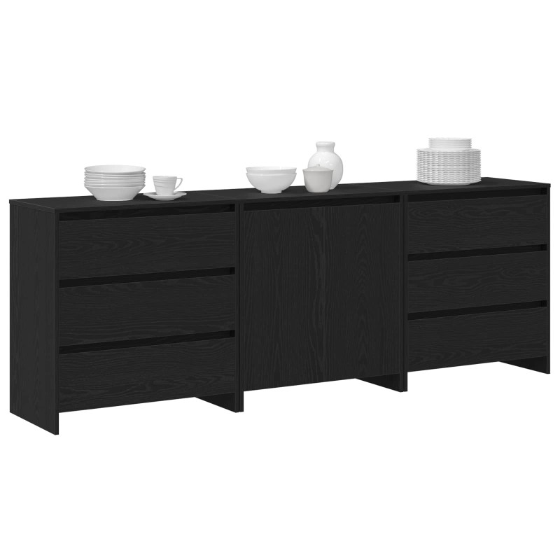 vidaXL Πλαϊνό γραφείο 3 τμχ. Μαύρο 70 x 41 x 75 εκ. Επεξεργασμένο Ξύλο