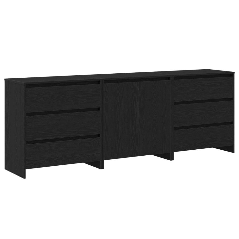 vidaXL Πλαϊνό γραφείο 3 τμχ. Μαύρο 70 x 41 x 75 εκ. Επεξεργασμένο Ξύλο