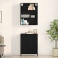 vidaXL Highboard Μαύρη Οξυά 69,5 x 32,5 x 180 εκ Επεξεργασμένο Ξύλο