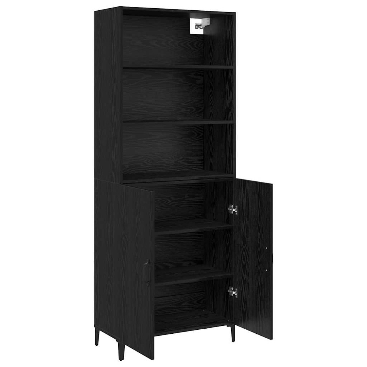 vidaXL Highboard Μαύρη Οξυά 69,5 x 32,5 x 180 εκ Επεξεργασμένο Ξύλο