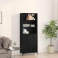 vidaXL Highboard Μαύρη Οξυά 69,5 x 32,5 x 180 εκ Επεξεργασμένο Ξύλο