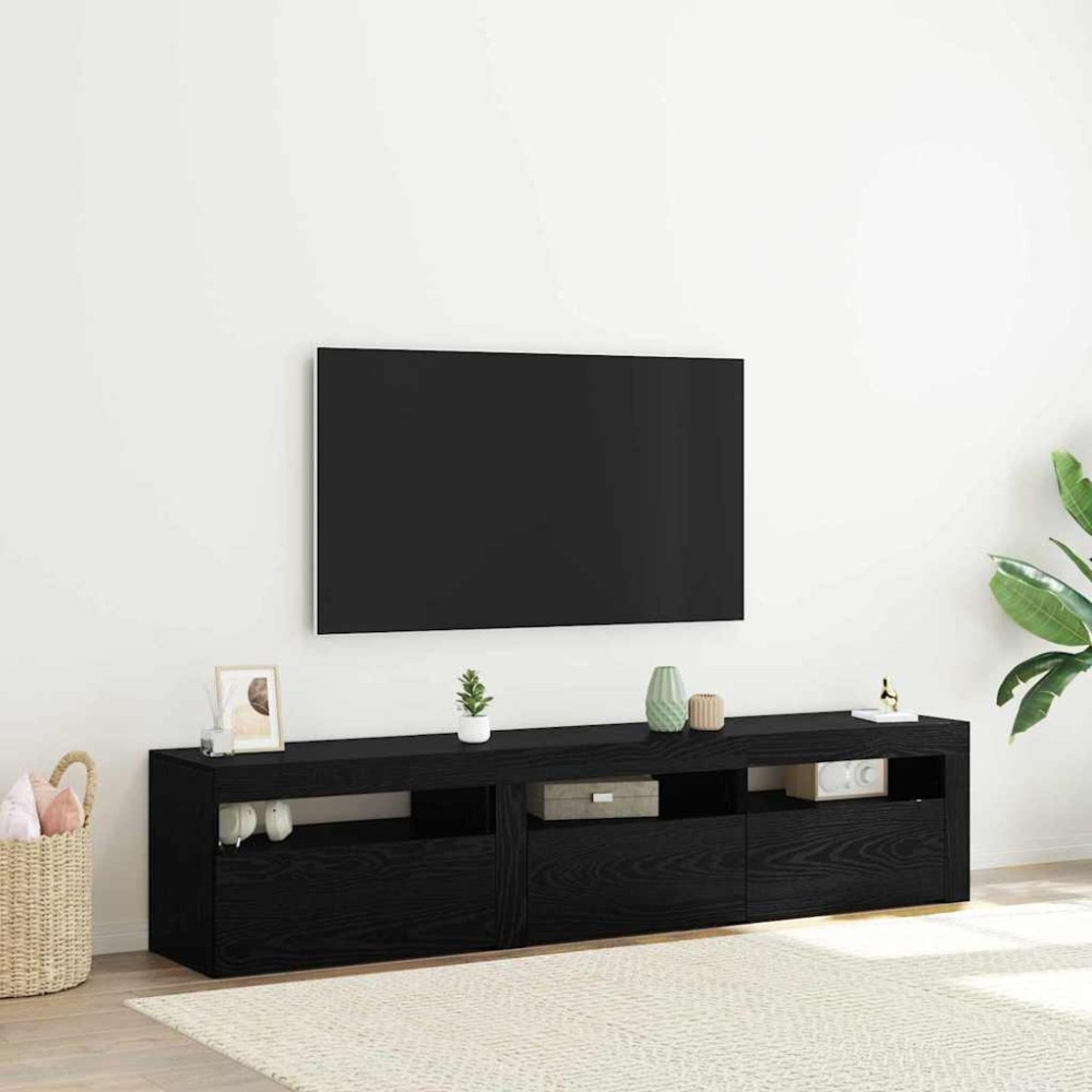 vidaXL Ντουλάπι TV 2 τμχ. Μαύρη Οξυά Επεξεργασμένο Ξύλο