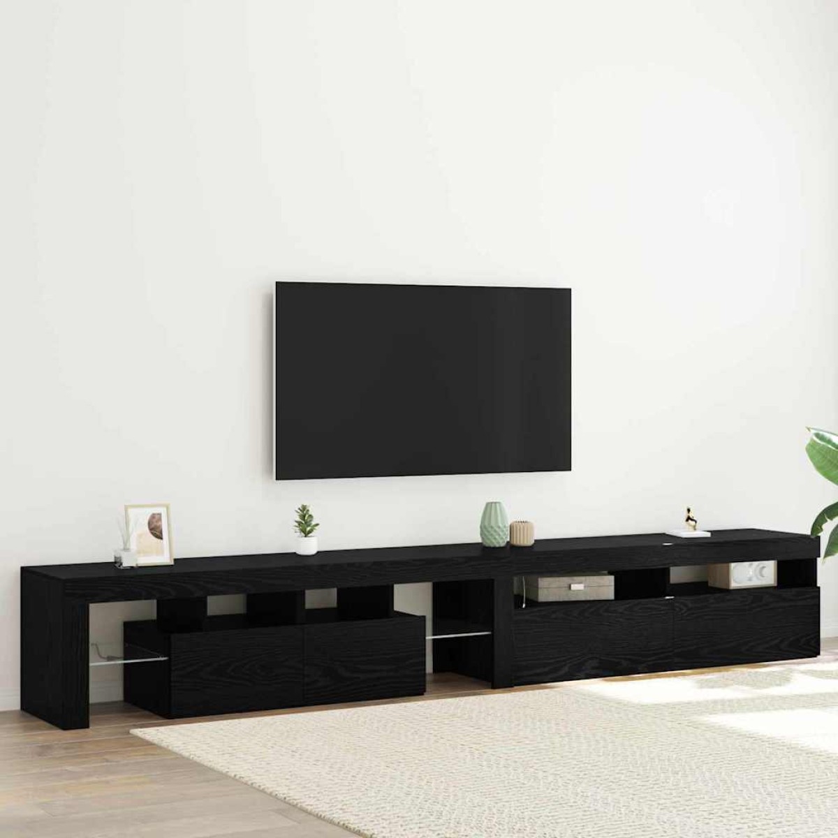 vidaXL Ντουλάπι TV 2 τμχ. Μαύρη Οξυά Επεξεργασμένο Ξύλο