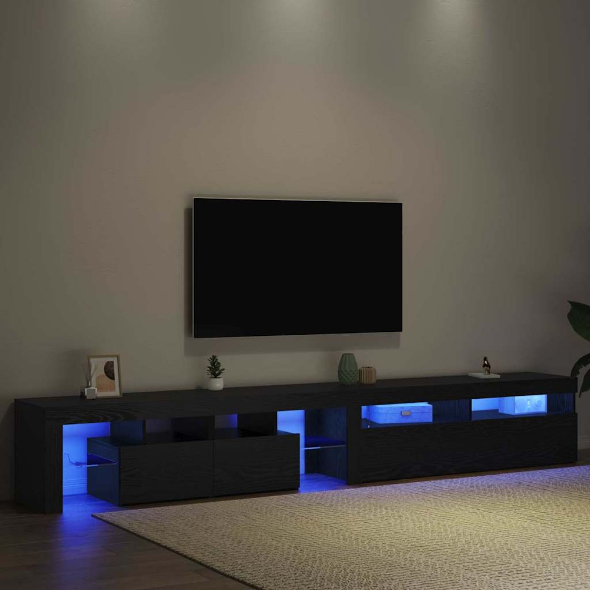 vidaXL Ντουλάπι TV 2 τμχ. Μαύρη Οξυά Επεξεργασμένο Ξύλο