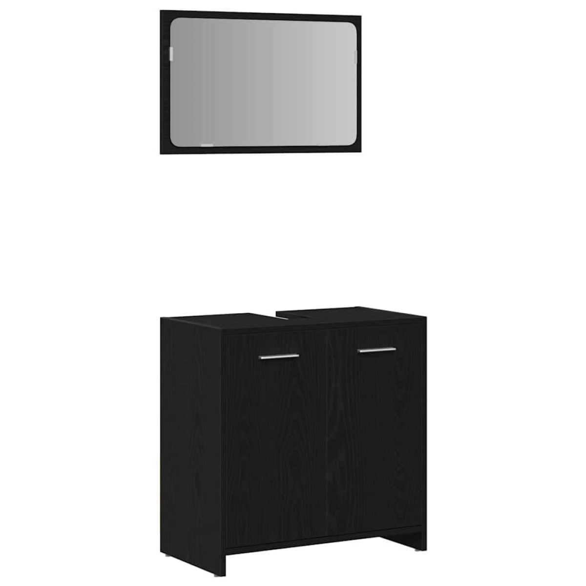 vidaXL Σετ Επίπλων Μπάνιου 3 τμχ. Μαύρη Οξυά 30 x 30 x 183,5 εκ.