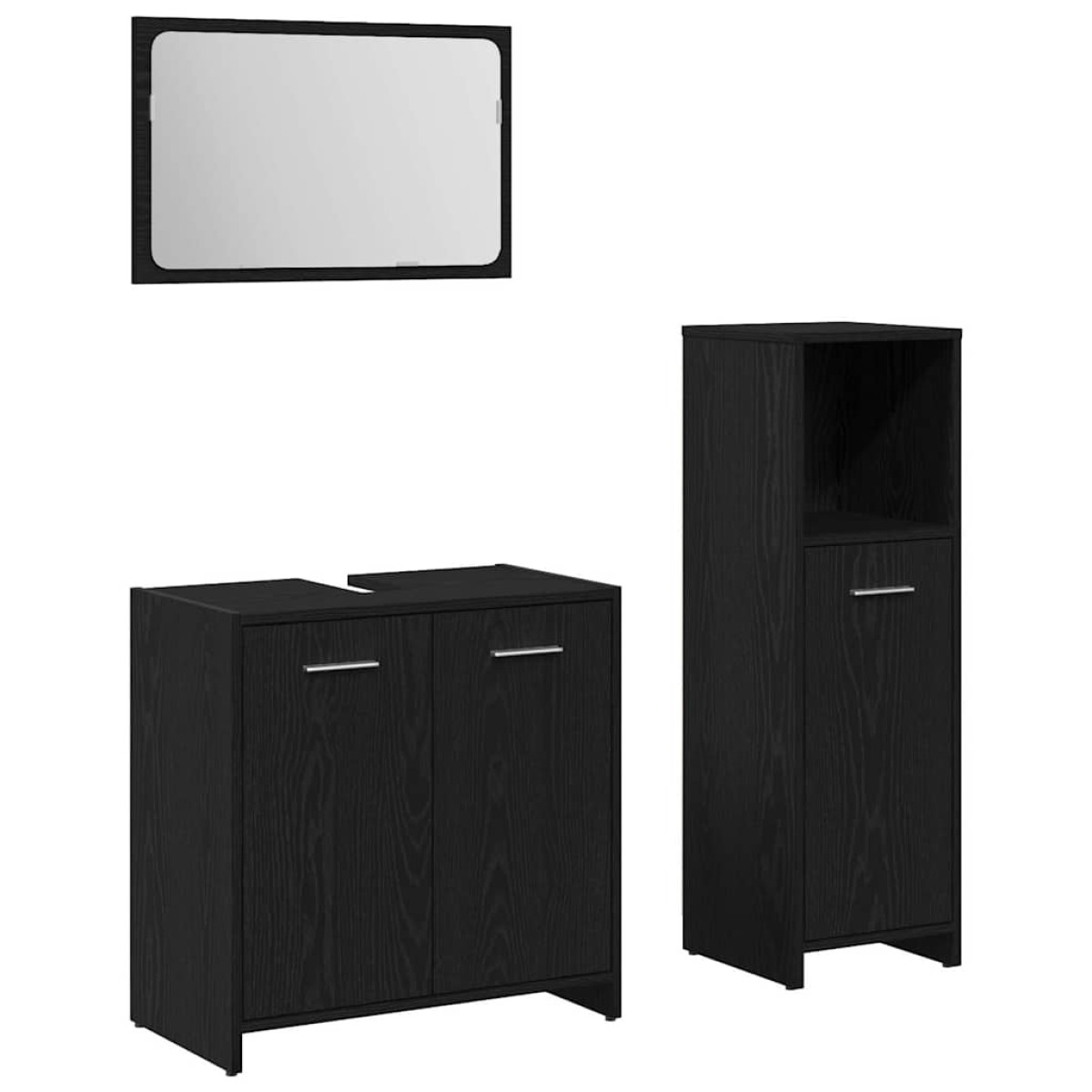 vidaXL Σετ Επίπλων Μπάνιου 3 τμχ. Μαύρη Οξυά 30 x 30 x 95 cm