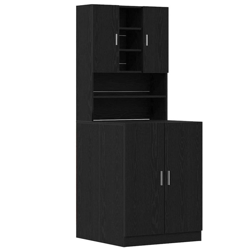 vidaXL Ντουλάπα Πλυντηρίου 2 τμχ. Μαύρη Οξυά 70,5 x 71,5 x 181,5 εκ