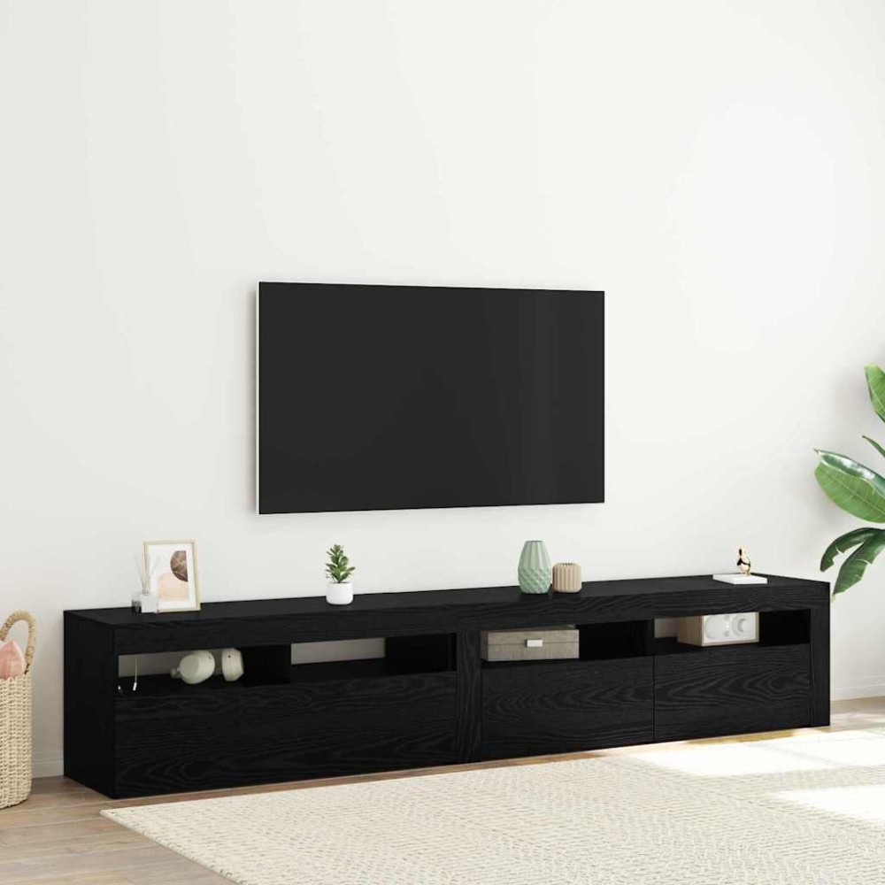 vidaXL Ντουλάπι TV 2 τμχ. Μαύρη Οξυά Επεξεργασμένο Ξύλο