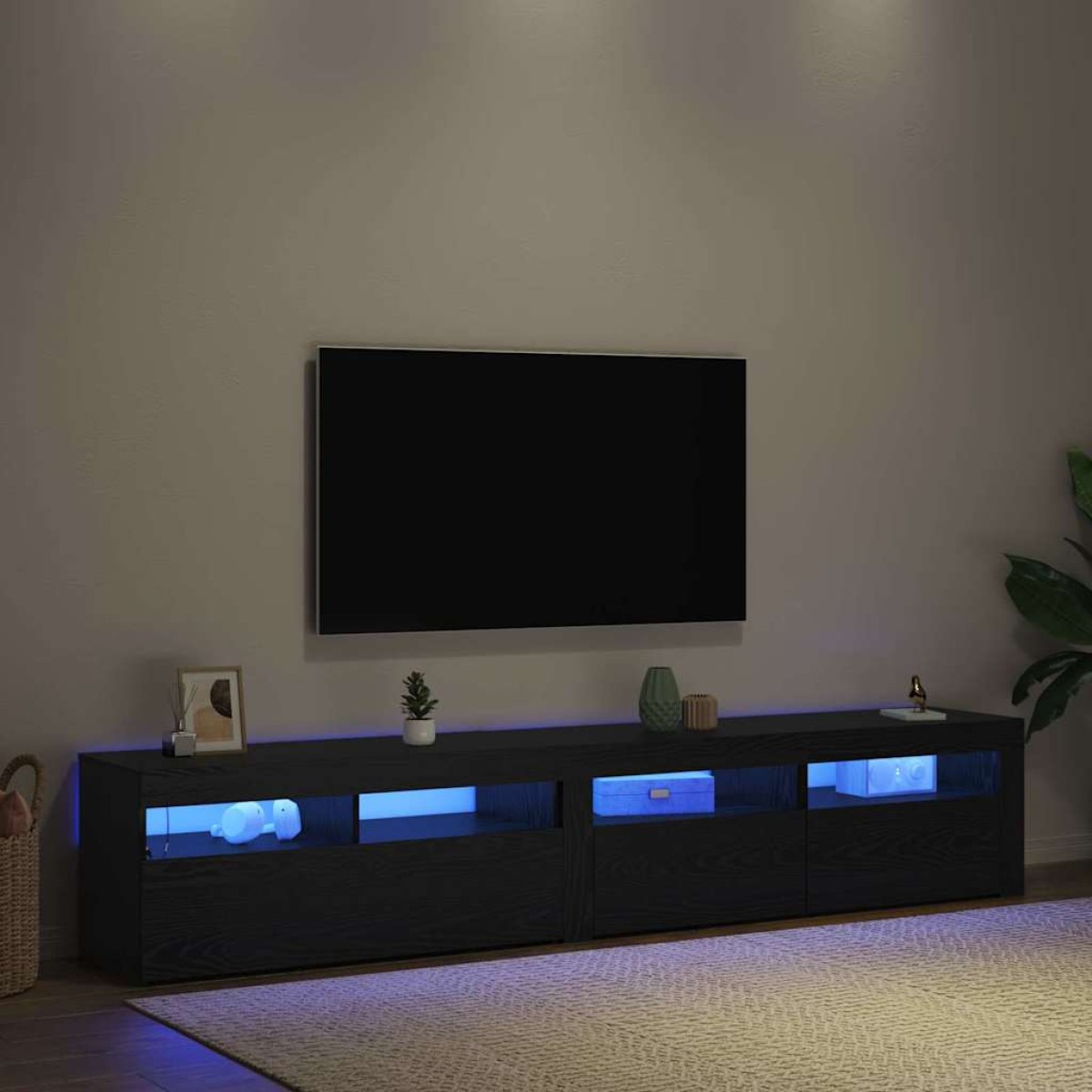 vidaXL Ντουλάπι TV 2 τμχ. Μαύρη Οξυά Επεξεργασμένο Ξύλο