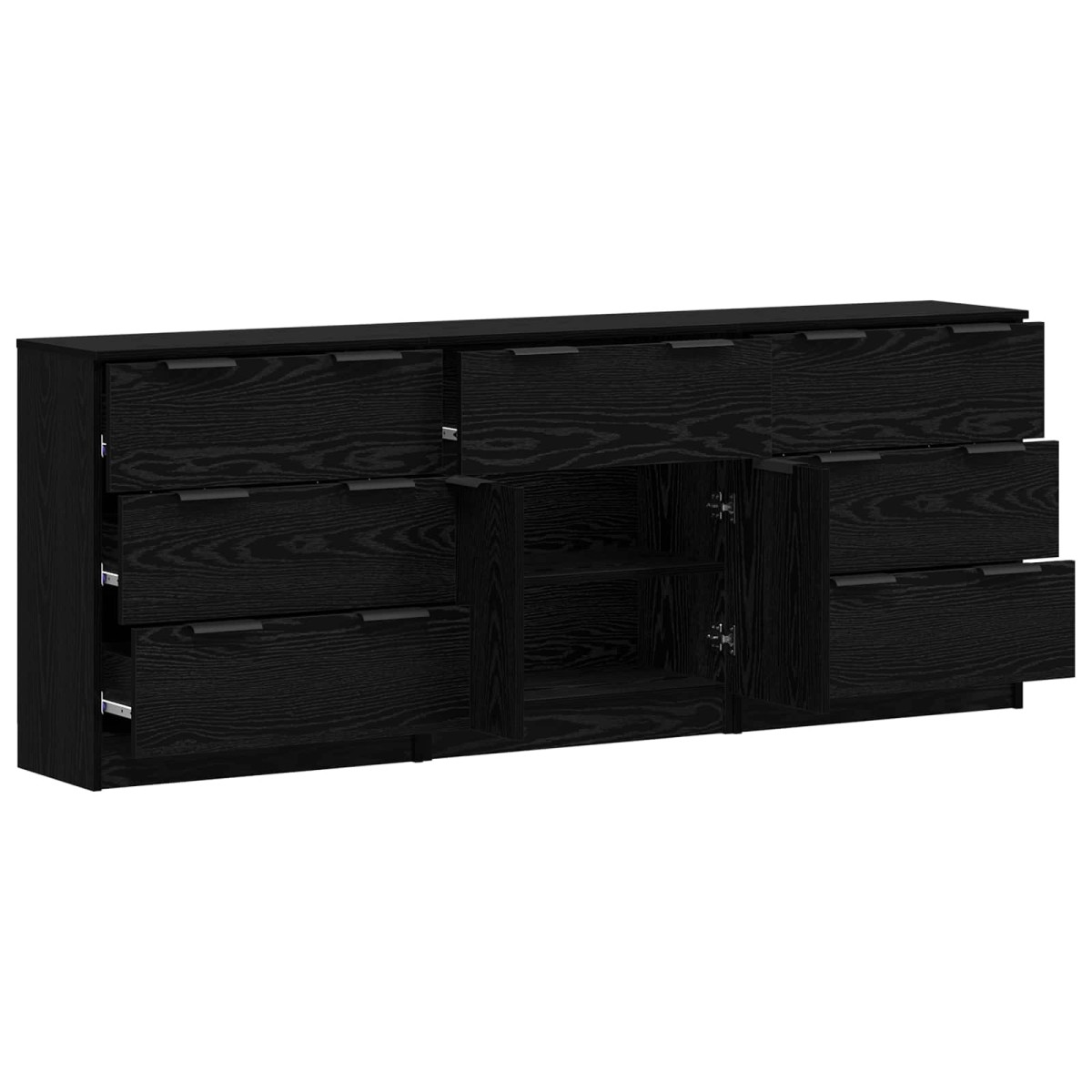 vidaXL Πλαϊνό γραφείο 3 τμχ. Μαύρη Οξυά 181 x 30 x 70 εκ.