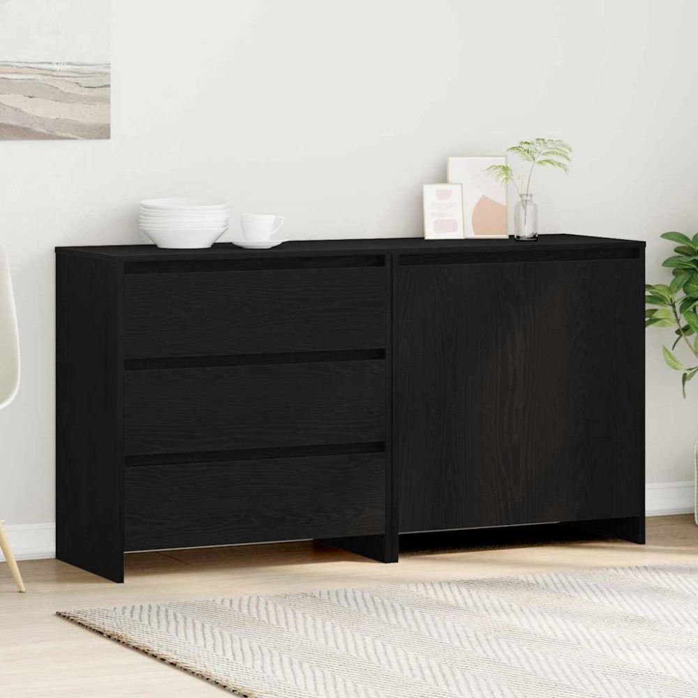 vidaXL Πλαϊνό γραφείο 2 τμχ. Μαύρο 70 x 41 x 75 εκ. Επεξεργασμένο Ξύλο