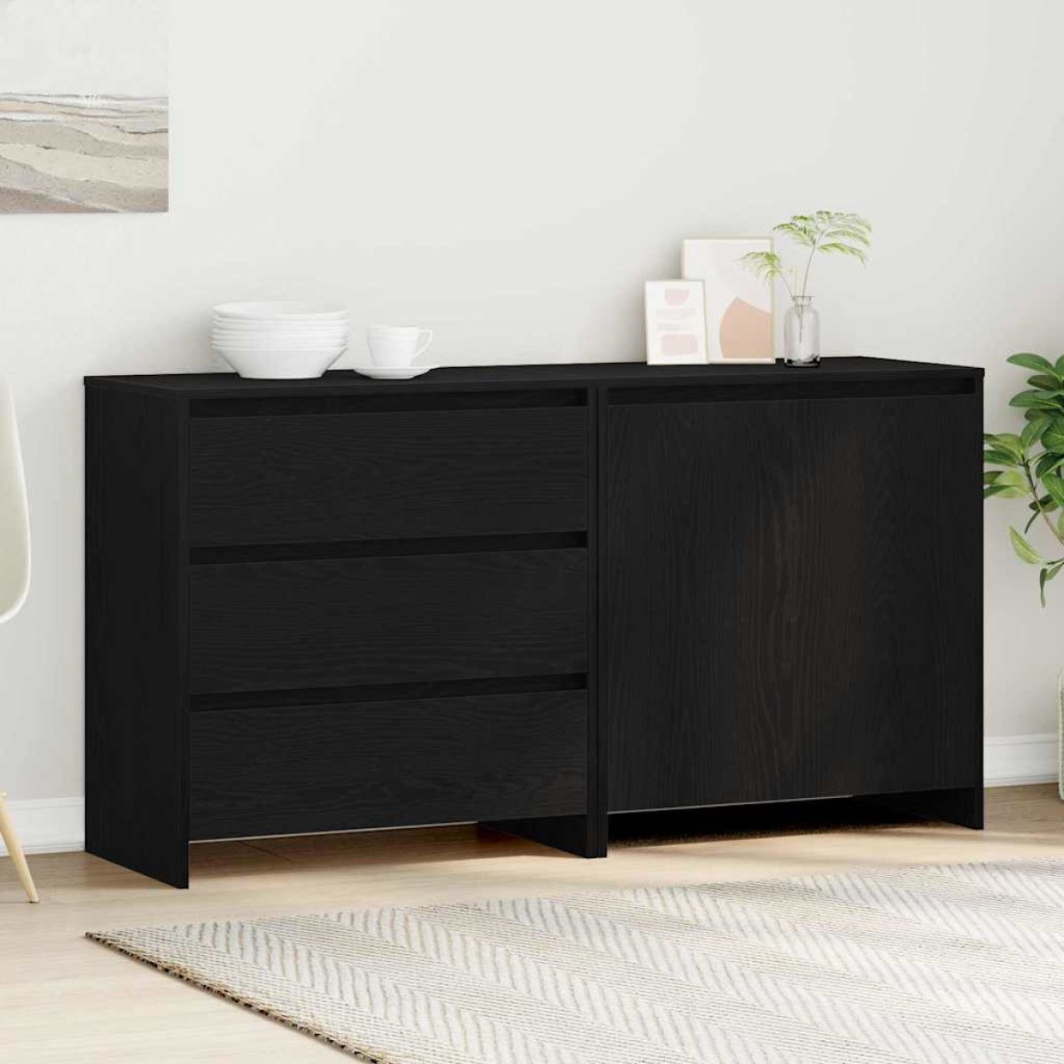vidaXL Πλαϊνό γραφείο 2 τμχ. Μαύρο 70 x 41 x 75 εκ. Επεξεργασμένο Ξύλο