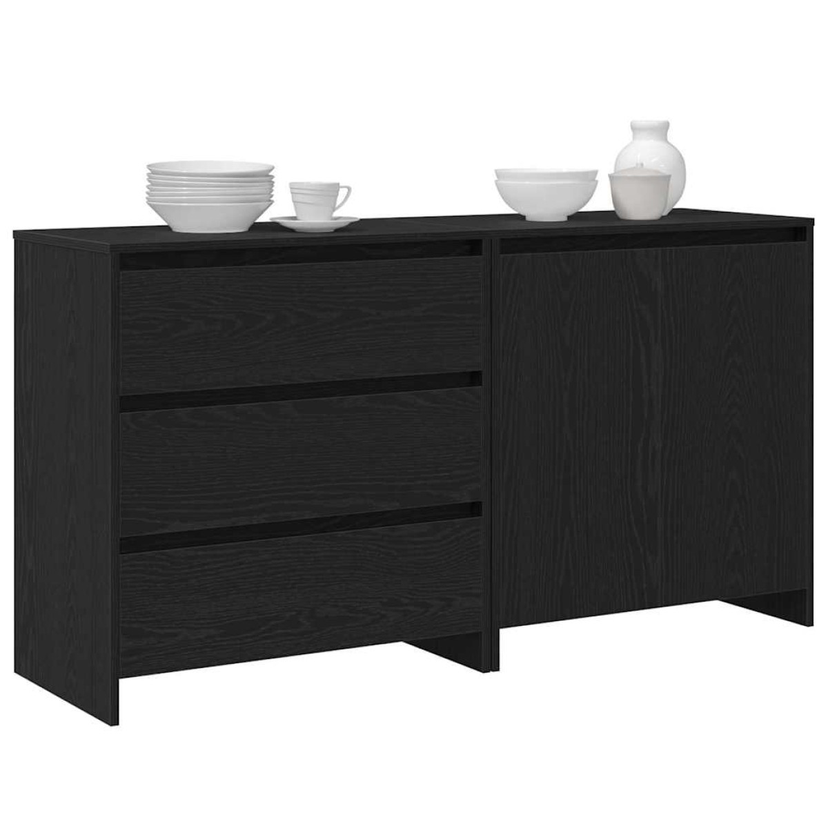 vidaXL Πλαϊνό γραφείο 2 τμχ. Μαύρο 70 x 41 x 75 εκ. Επεξεργασμένο Ξύλο