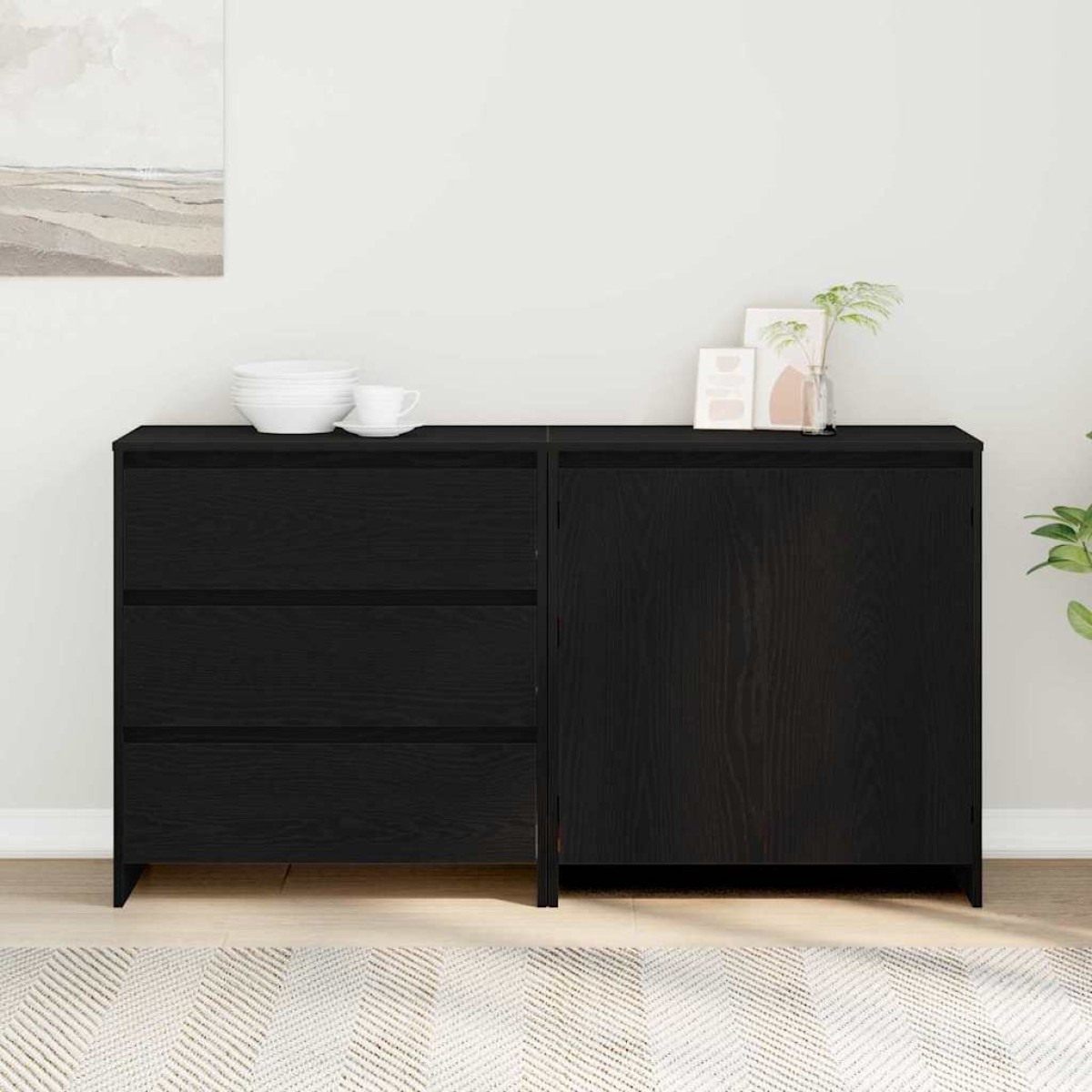 vidaXL Πλαϊνό γραφείο 2 τμχ. Μαύρο 70 x 41 x 75 εκ. Επεξεργασμένο Ξύλο