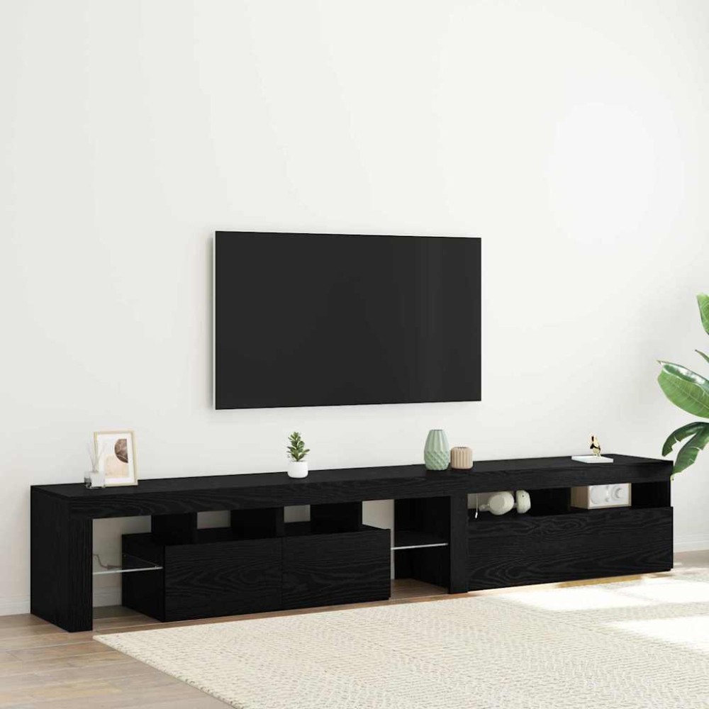 vidaXL Ντουλάπι TV 2 τμχ. Μαύρη Οξυά Επεξεργασμένο Ξύλο