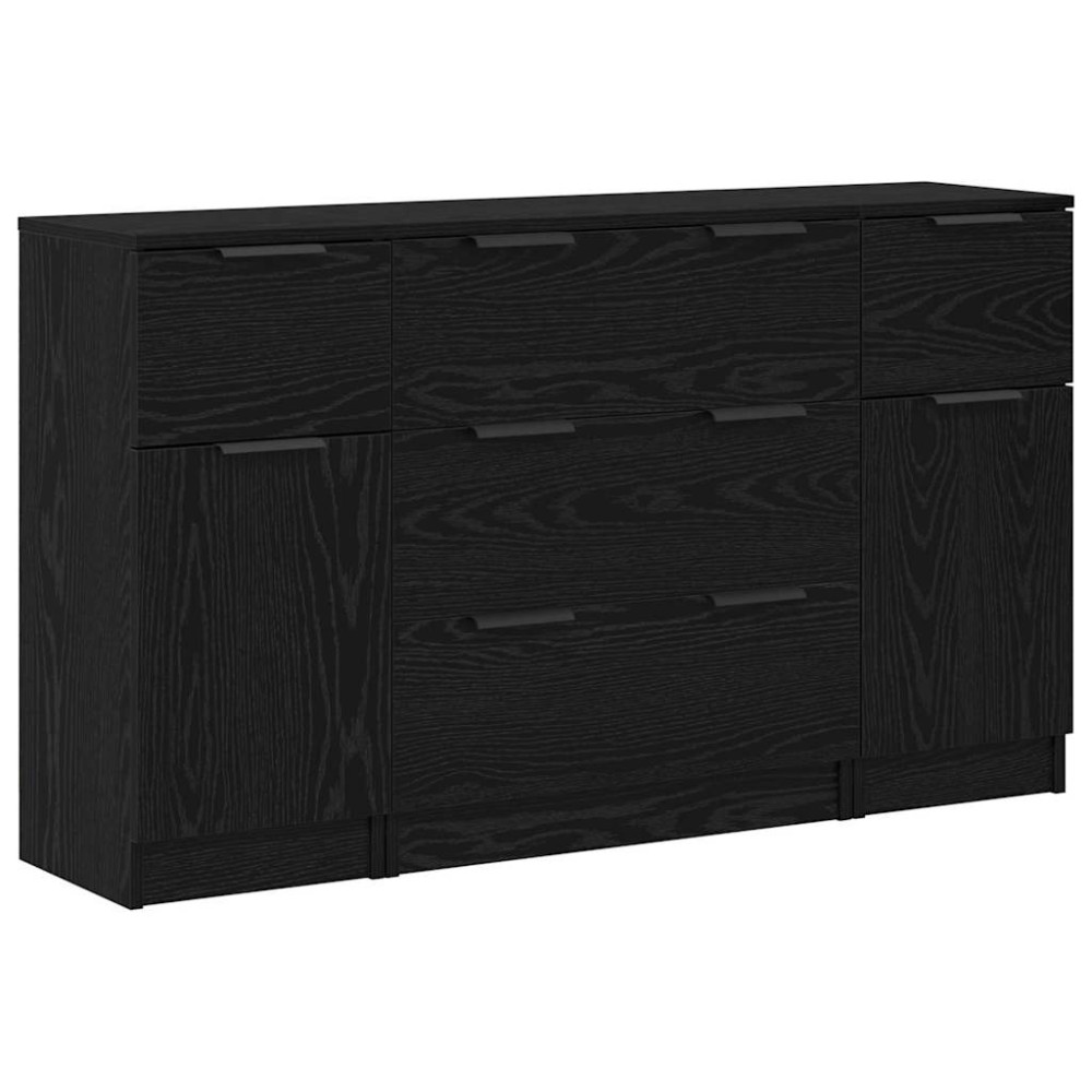 vidaXL Πλαϊνό γραφείο 3 τμχ. Μαύρη Οξυά 121 x 30 x 70 εκ.