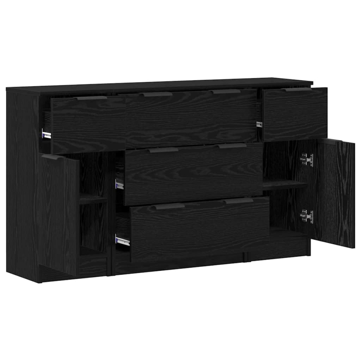 vidaXL Πλαϊνό γραφείο 3 τμχ. Μαύρη Οξυά 121 x 30 x 70 εκ.