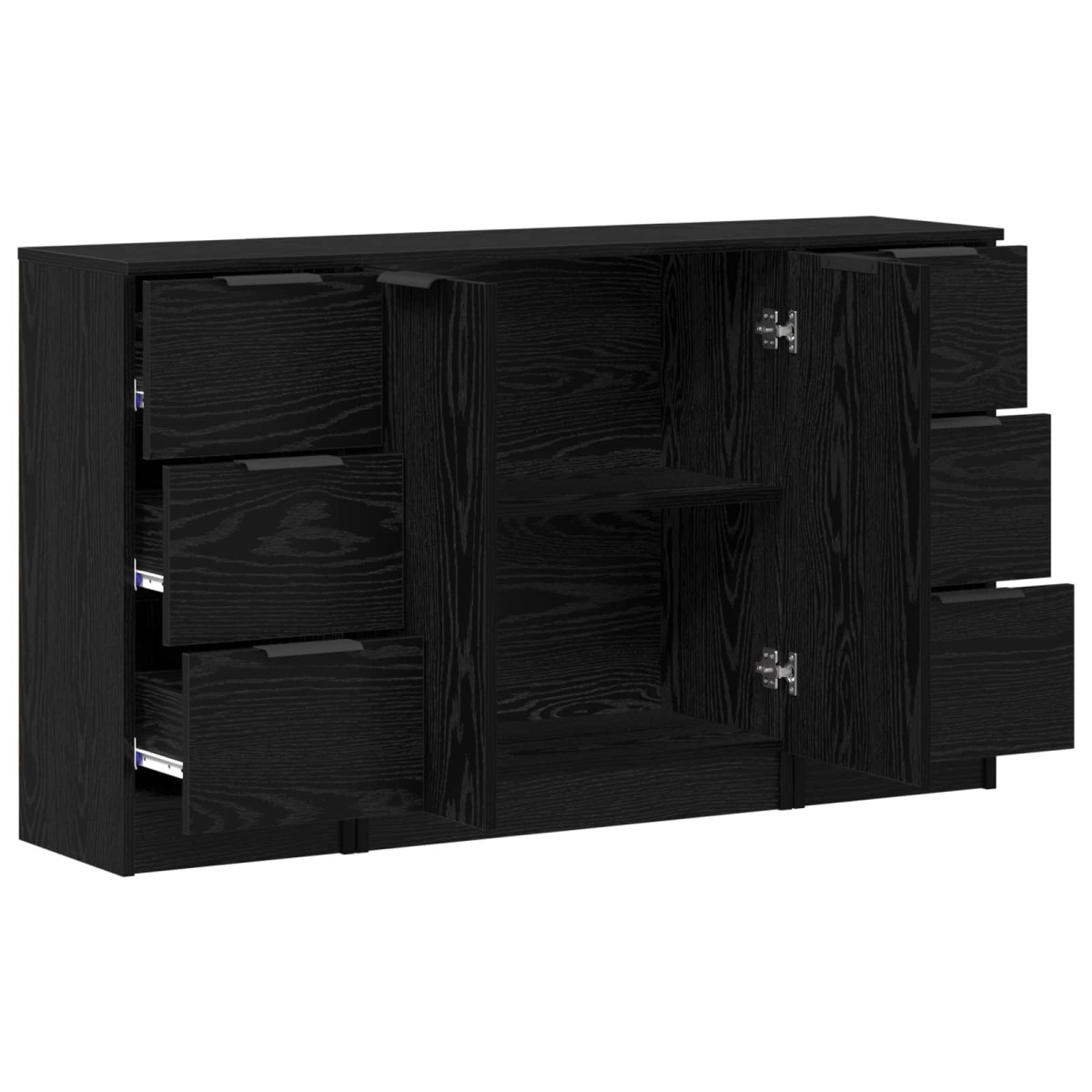 vidaXL Πλαϊνό γραφείο 3 τμχ. Μαύρη Οξυά 121 x 30 x 70 εκ.
