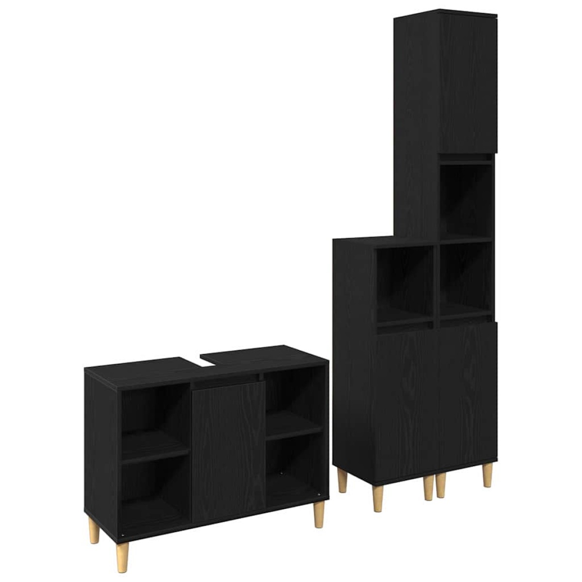 vidaXL Σετ Επίπλων Μπάνιου 3 τμχ. Μαύρο 80 x 33 x 60 εκ