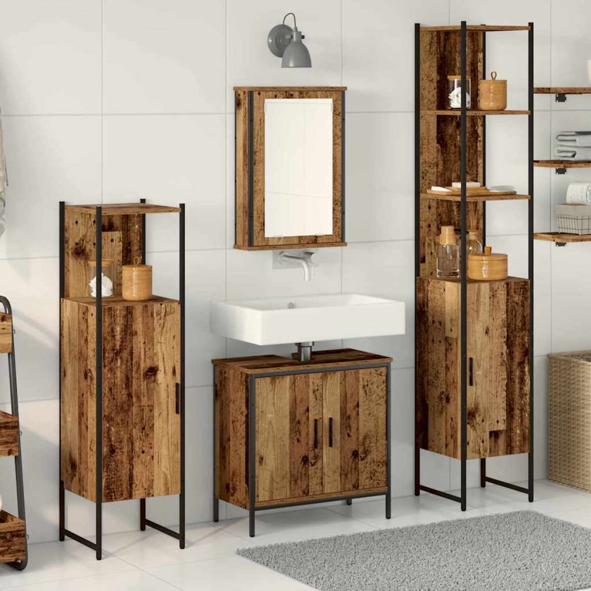 vidaXL Σετ Επίπλων Μπάνιου 4 τμχ. Καφέ 33 x 33 x 185,5 εκ