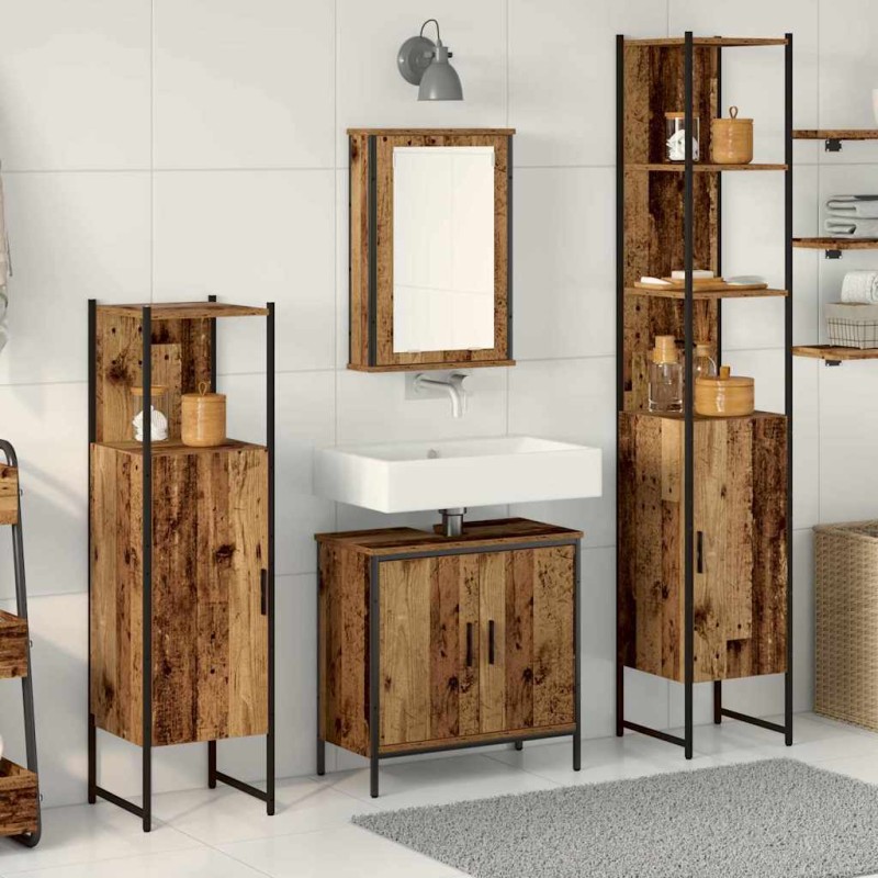 vidaXL Σετ Επίπλων Μπάνιου 4 τμχ. Καφέ 33 x 33 x 185,5 εκ