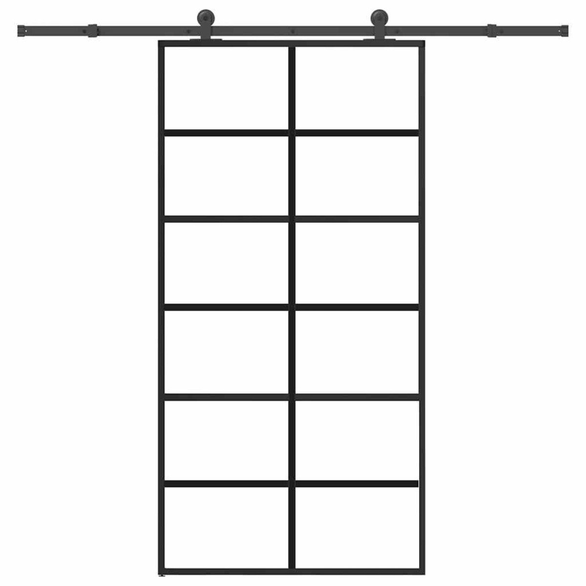 vidaXL Συρόμενη πόρτα με σετ υλικού 102x205 cm ESG Γυαλί&Αλουμίνιο