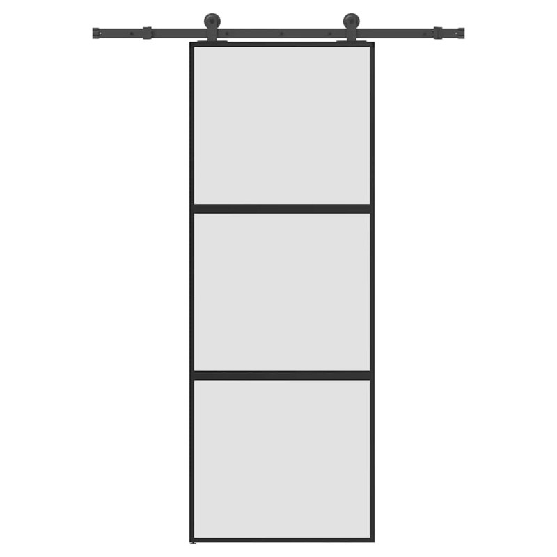 vidaXL Συρόμενη πόρτα με σετ υλικού 76x205 cm από γυαλί&Αλουμίνιο